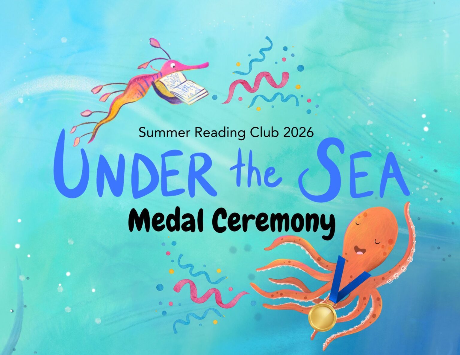 Under the Sea Medal Ceremony celebration poster with festive sea creatures 