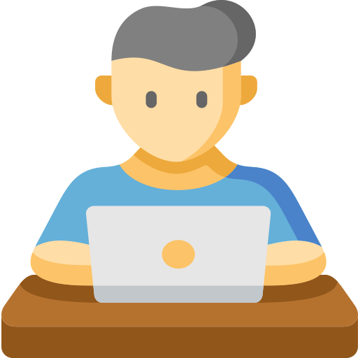 Icon of a person sitting at a laptop